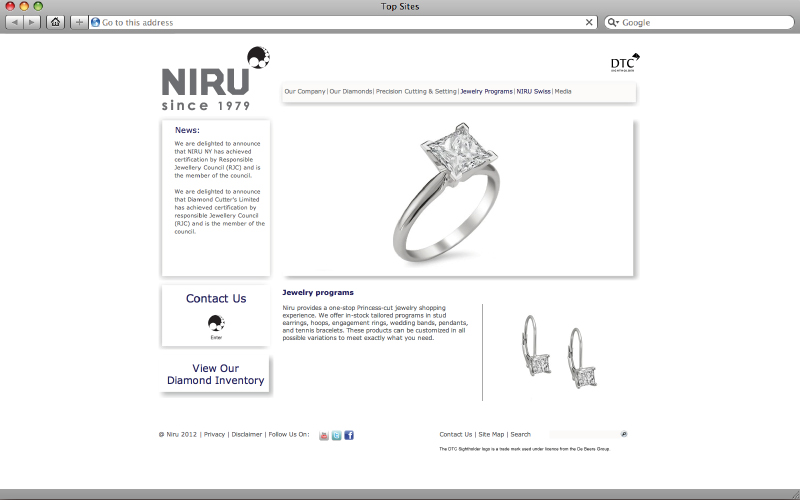 בניית אתרים - Niru Diamonds